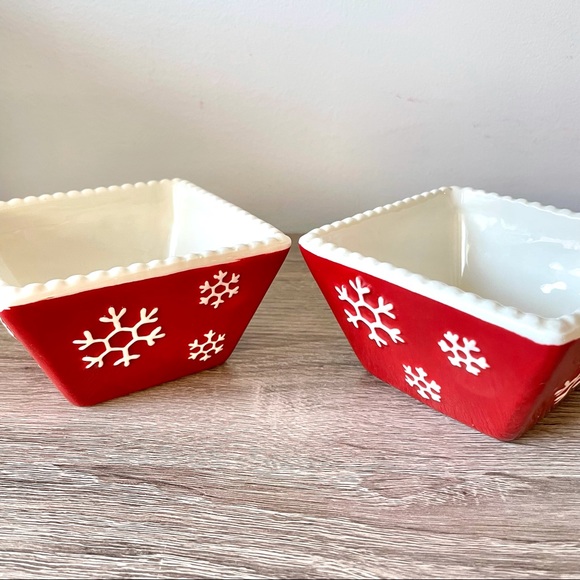 Set-of-2 Square Christmas Bowls Decor - by Savino Designs - RARE PATTERN - Picture 7 of 7